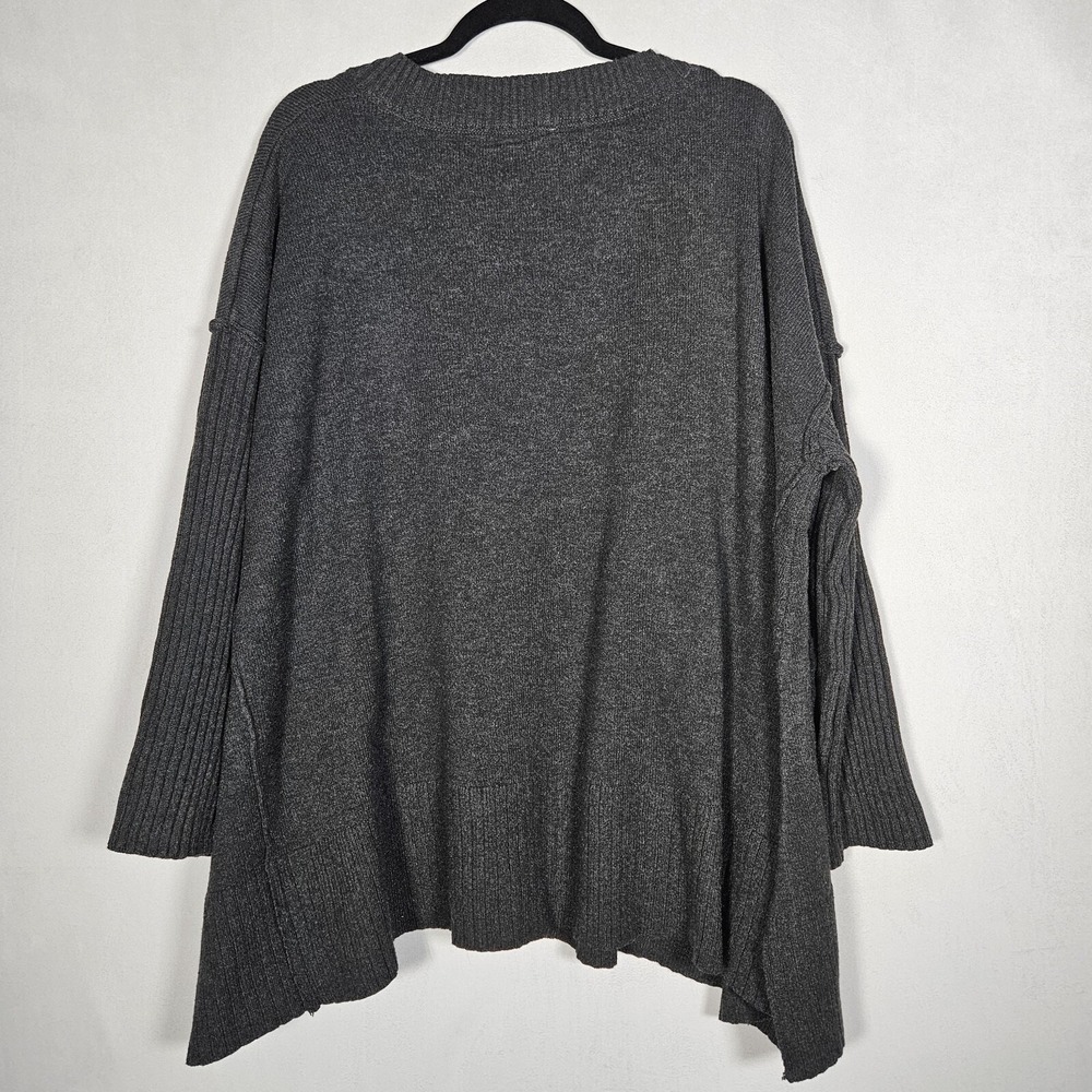Free Purple Sweater M Orion A Line Tunic Oversized Ribbed Carbon Lagenlook Boho - Picture 3 of 10